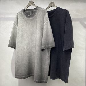 Heavyweight Custom logo Acid Wash Distressed Cotton Blank Plain Streetwear Clothing for Man Oversized <b>Tshirts</b> Manufacturer - Product Image 2