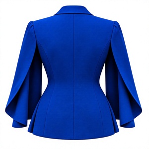 Blazer Cape Solide Tissé Bleu Royal Personnalisé pour Femme avec Broderie pour Costumes d'Affaires - Product Image 2