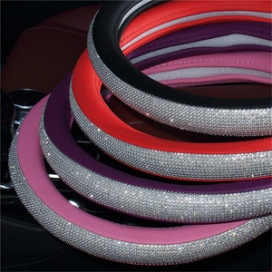 Funda Universal para Volante con Incrustaciones de Diamantes, Cuatro Estaciones, Color <span class=keywords><strong>Rosa</strong></span> Piel con Diamantes Blancos - Product Image 5