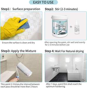 Kit <span class=keywords><strong>de</strong></span> peinture pour carreaux <span class=keywords><strong>de</strong></span> céramique blanc inodore réparation d'évier <span class=keywords><strong>de</strong></span> baignoire à haute brillance pour <span class=keywords><strong>salle</strong></span> <span class=keywords><strong>de</strong></span> <span class=keywords><strong>bain</strong></span> mur <span class=keywords><strong>douche</strong></span> <span class=keywords><strong>carrelage</strong></span> porcelaine baignoires revêtement peinture - Product Image 6