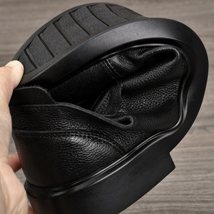 Chaussures d'hiver pour hommes en cuir véritable à bout rond, doublure en fourrure chaude, semelle extérieure en caoutchouc, semelle intermédiaire en EVA, bottes décontractées douces et confortables - Product Image 2