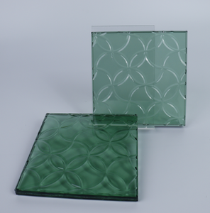 Panel de Vidrio Decorativo con Patrón de Monedas Tradicionales en Tono Verde, Vidrio Artístico en Relieve para División de Interiores y Decoración de Paredes - Product Image 2