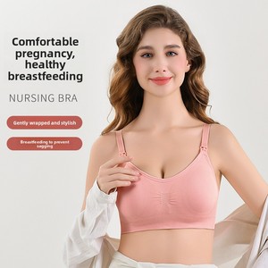 Reggiseno Allattamento Premaman Senza Ferretto <span class=keywords><strong>con</strong></span> Chiusura Frontale, Taglie Forti, Spalline Regolabili, Tinta Unita per Donne in Allattamento Post-Parto - Product Image 1