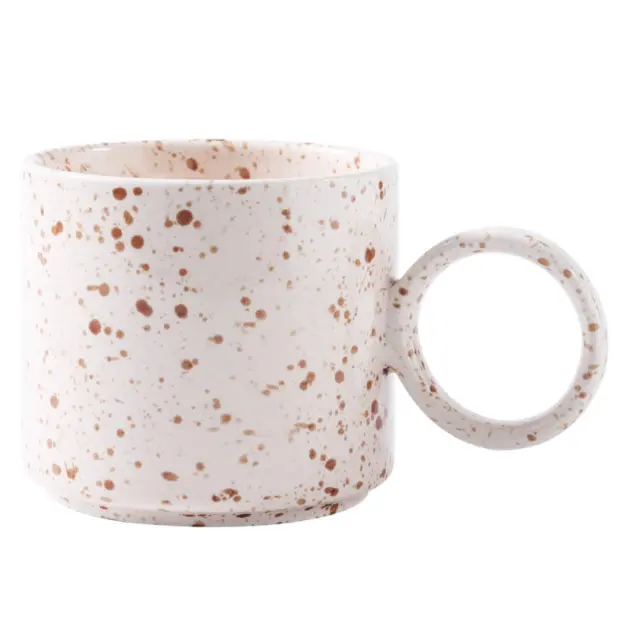 Nordic style splash ink art ceramic mug 11oz porcelain coffee cup with big ear handle logo customized drinkware