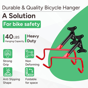 Jh-mech להעיף אביזרי אחסון למוסך או בית קומפקטי קיר עיצוב קל משקל הר אופניים - Product Image 2