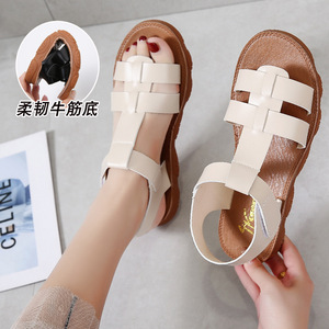New Trend Latest Trend Casual Flat Ankle Strap Slippers Summer Slide <b>Sandals</b> Student Shoes Ladies Outdoor Flat <b>Sandals</b> - Product Image 4
