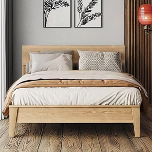 Cadre de lit en bois massif de luxe, lit plateforme king size avec placage en bois de frêne, meubles de chambre à coucher durables pour la maison et l'appartement - Product Image 6