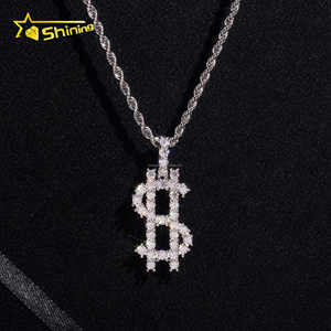 El <span class=keywords><strong>precio</strong></span> más barato Iced Out Dollars Logo colgantes 925 joyería de plata esterlina Vvs Moissanite diamante colgante <span class=keywords><strong>rodio</strong></span> plateado colgante - Product Image 1