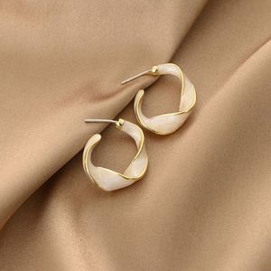 New Simple Gold Plated Irregular Semi Circle Hoop <b>Earring</b> Enamel Purple Oil Dripping Twist C Shape <b>Stud</b> <b>Earring</b> - Product Image 1
