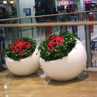 Pot de fleur géant décoratif en fibre de verre pour centre commercial jardinière ronde pour parc hôtel extérieur