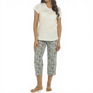 Conjunto de Pijama de Jersey para Mujer, Manga Corta y Pantalón Largo - Product Image 1