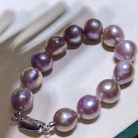 Bracelet en perles d'eau douce baroques Edison violettes naturelles de 12-13 mm pour femmes, prix de gros