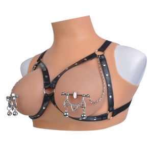 Pinzas para pezones de cuero con cadena de PP, cadena Golly, estimulación de senos femeninos, clips para pezones torcidos sexy BDSM para mujeres, juguete erótico - Product Image 1