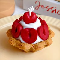 Großhandel Handgemachte Frucht-Dessert-Kuchen-förmige Duftkerzen Neuartige Heimdekoration Geburtstagsparty-Ornament Sojawachs Bienenwachs Kerzen