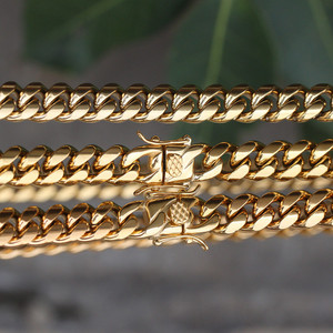 Hip Hop pesado 14k 18k chapado en oro de acero inoxidable cubano enlace cadena collar - Product Image 5