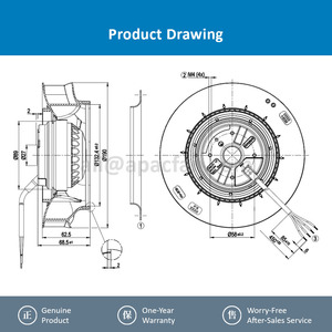 Ventilador Centrífugo Curvo hacia Atrás de CA de 190 mm, 230 V, ebm-papst R2E190-RA26-05, Ventilador de Ventilación HVAC - Product Image 4