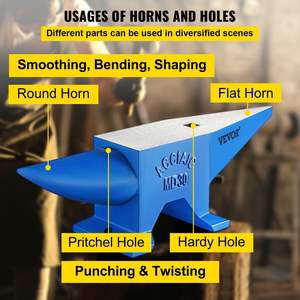 DB vente en gros Pro corne enclume 30KG/66.1LBS Portable robuste en fonte enclume forgeron forgeron enclume couleur noire - Product Image 4