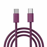 Kabel USB-C ke USB-C Tipe C ke Tipe C, Kabel Data Pengisian Cepat PD Berbahan Nilon Kepang untuk iPhone 15 16 17 18 Pro Max Android Grosir