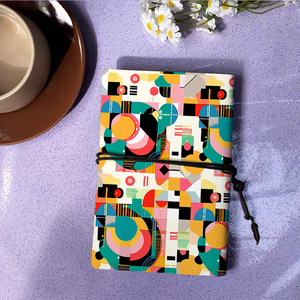 Cuaderno hecho a mano A6, hojas reemplazables, regalo reflexivo para maestros en el Día del maestro con círculos, cuadrados, líneas y formas - Product Image 3
