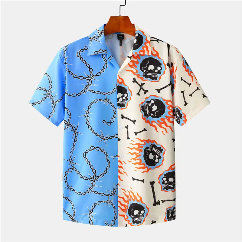 Sublimation Pink Vintage Viscose Cotton Hawaiian Men Shirts, Wholesale All Over Beach Custom Print Capone Mens Hawaii Shirt