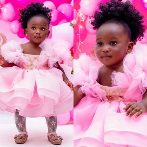 fırfırlı çiçek kız elbiseleri prenses boncuklu çocuk doğum günü partisi elbisesi düğün için bebek balo elbiseleri fotoğraf çekimi - Product Image 4