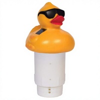 Distributeur de produits chimiques flottant pour piscine, en forme de canard gonflable solaire, avec éclairage, jouet de traitement de l'eau