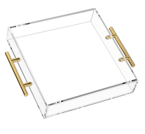 Modern Clear Rectangle Acrylic <b>Vanity</b> Tray Handles For Home Decoration And Food Serving - Product Image 4