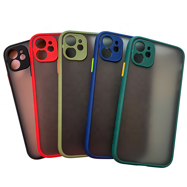 Hot Sale Luxury Shockproof Contrast Color Frosted Matte Translucent Phone Case for iPhone 11 12 13 14 15 16 Pro Max