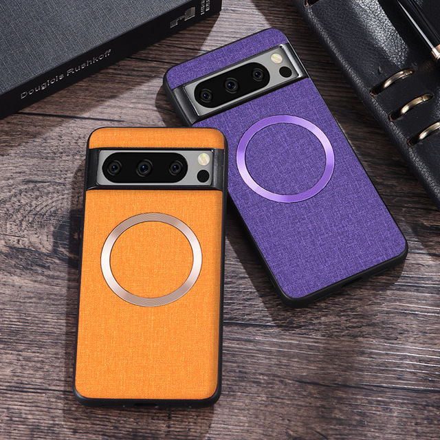 Magnetic Clothing Texture Wireless Charging Back Case for Google Pixel 10 9 Pro XL 10 9 8 7 6 Pro / 9a 8a 7a 6a  Leather Cover