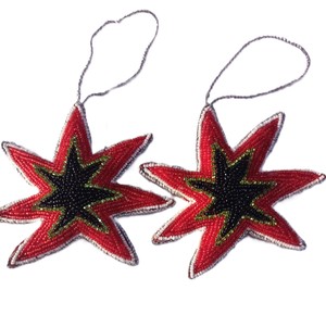 Handmade Beaded <b>Star</b> Christmas Ornament Hanging Decor | Festive <b>Tree</b> Decoration Holiday Home Accessories - Product Image 3