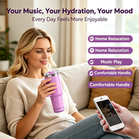 Gobelet de voyage isotherme sans fil 40 oz en acier inoxydable avec haut-parleur, lecteur de musique, poignée, plusieurs couleurs, pour sublimation à froid