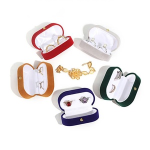 Elegant Flannel Double Slot <b>Rings</b> Jewelry Box Solid Color <b>Ring</b> <b>Storage</b> Box Velvet Proposal Pair <b>Ring</b> Box for Couple - Product Image 6