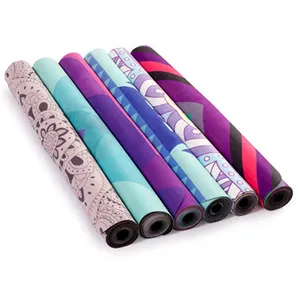 Çeşitli süet kauçuk fil hayvan desen mikrofiber kaymaz yogi mat fil baskılı yoga mat