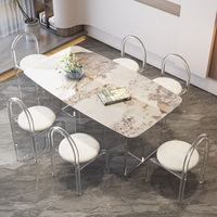 Luxus möbel Marmor tische Acryl stuhl Modernes Restaurant Coffee Square Esstisch Set 6-Sitzer