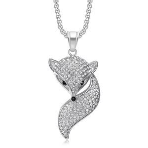 Collana con Ciondolo a Forma di <span class=keywords><strong>Volpe</strong></span> con Coda in Acciaio Inossidabile Placcato Oro, Stile Hip Hop Iced Out, <span class=keywords><strong>Gioielli</strong></span> alla Moda - Product Image 6