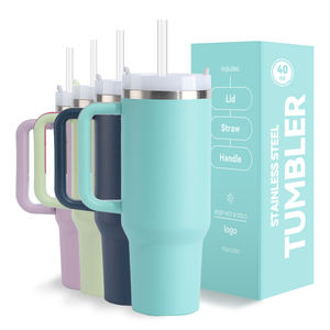 Gobelet isotherme personnalisé de 40 oz et 30 oz avec poignée, tasse en métal à double paroi en acier inoxydable, pour les voyages, le camping et le café - Product Image 1