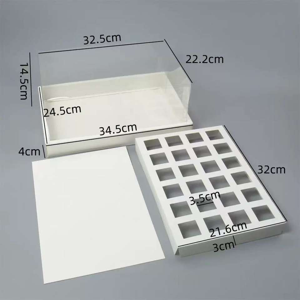 6 12 24 Hole Foldable White Cupcake Boxes with Clear Lids| Alibaba.com