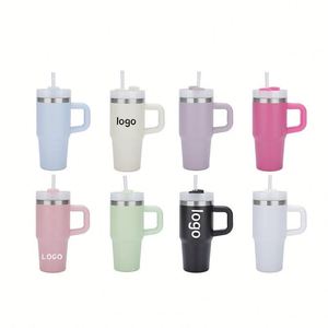 Gobelet isotherme en acier inoxydable sans BPA de 400 ml pour enfants, avec paille, personnalisable, portable, double usage chaud/froid - Product Image 2