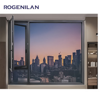 Ventana de Aluminio Triple Abatible de 3 Paneles, Diseño Moderno y Resistente a Huracanes de Rogenilan, Popular para Villas