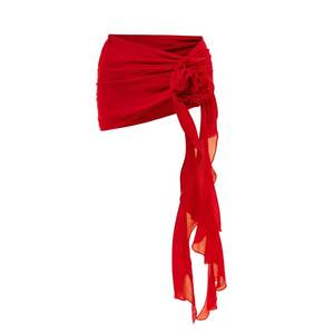 Traje de baño <span class=keywords><strong>Monokini</strong></span> de verano para mujer Floral 3D flor recortada asimétrica gasa drapeado <span class=keywords><strong>Mini</strong></span> falda de playa traje de baño - Product Image 3