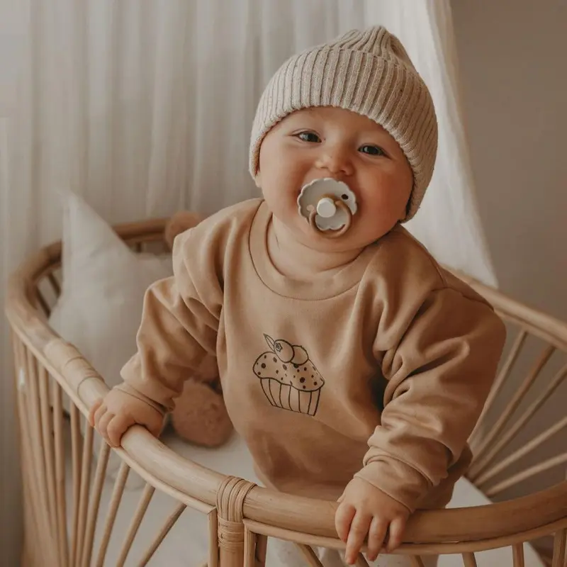 Hongbo 성별 중립 유기 프랑스어 테리 아기 & 유아 복장 세트 크루 넥 Sweatsuit 두 조각 조깅 세트 아기 기본 의류