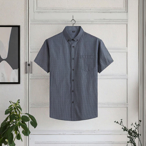 เสื้อเชิ้ตผู้ชายไซส์ใหญ่ คอปกเหลี่ยม แขนสั้น ผ้าป๊อปลิน ทอเรียบ สีพื้น สำหรับใส่ทำงานหรือลำลอง - Product Image 3