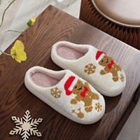 Noël Explosion Hiver Maison Pantoufles Père Noël Coton avec Fourrure TPR Hommes et Femmes Pantoufles En Peluche En Peluche