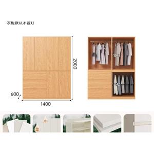 Armario de madera maciza segmentada de color roble personalizable XHA, nuevo modelo superventas para dormitorio y dormitorio principal. - Product Image 5