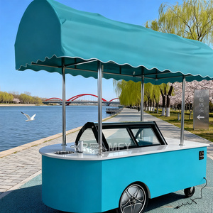 Custom Designed Electric 2-Wheel Fiberglass Street Snack Ice Cream Freezer Mini Push Cart Food Cart Brushless Motor 36V Lithium - Product Image 1
