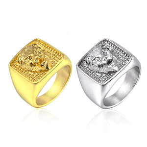 Bán Buôn Punk Phong Cách Viking Illuminati Cá Nhân <span class=keywords><strong>Skull</strong></span> Lion Sterling Silver Và Nhẫn Ngón Tay Vàng Cho Nam Giới - Product Image 4