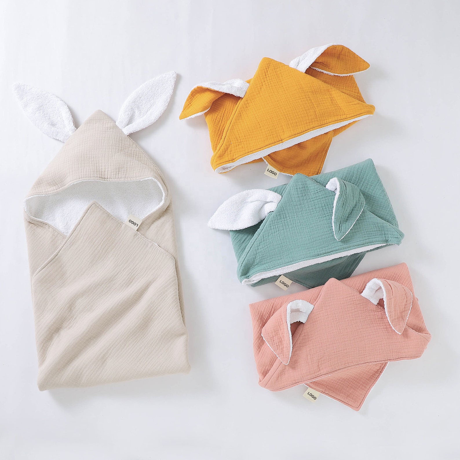 Детское полотенце с капюшоном и кроликом из органического хлопка, муслиновое полотенце, подарок для детского душа, 75x75 см