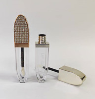 Tubes de gloss à lèvres uniques à étiquette privée, flacon vide pour teinte à lèvres avec bouchon miroir, décoration en strass, contenant de gloss à lèvres, maquillage