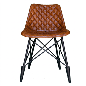 Midcentury Modern Design <b>Bar</b> Cafe Chair with <b>Leather</b> Seat Durable Metal Base Wood Frame Commercial Furniture Home <b>Bar</b> <b>Stool</b> - Product Image 1