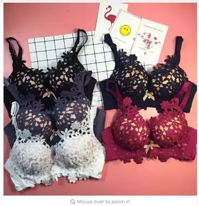 Conjunto de sutiã e calcinha sem arame, conjunto de lingerie e lingerie feminina com flor bordada, sutiã e letras para mulheres, 2022